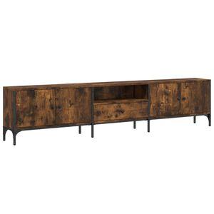 vidaXL Meuble TV &agrave; tiroir ch&ecirc;ne fum&eacute; 200x25x44 cm bois d'ing&eacute;nierie