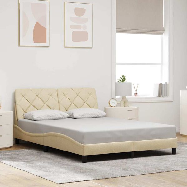 vidaXL Cadre de lit sans matelas cr&egrave;me 120x200 cm tissu