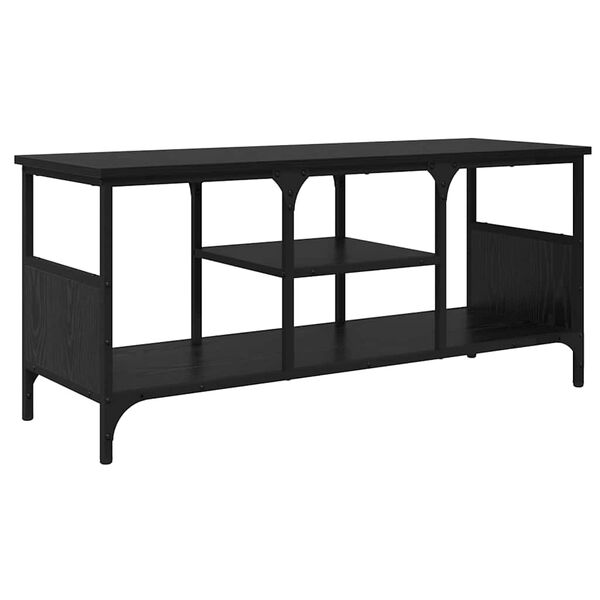 vidaXL Meuble TV Ch&ecirc;ne noir 100 x 35 x 45 cm Bois d'ing&eacute;nierie et fer