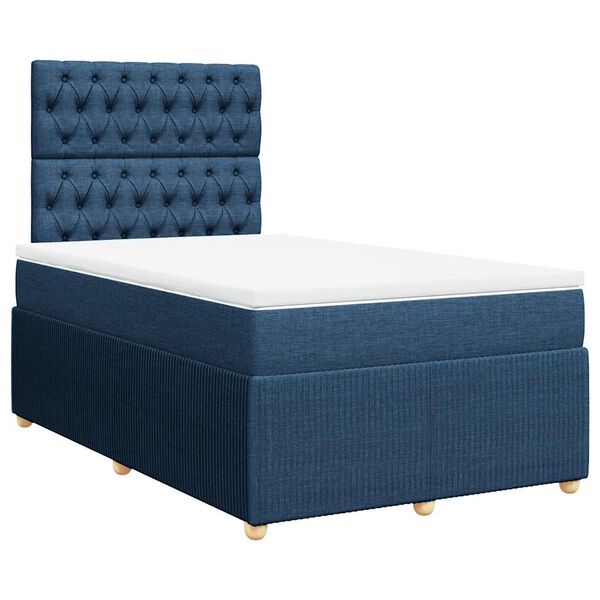 vidaXL Sommier &agrave; lattes de lit avec matelas bleu 120x190 cm tissu