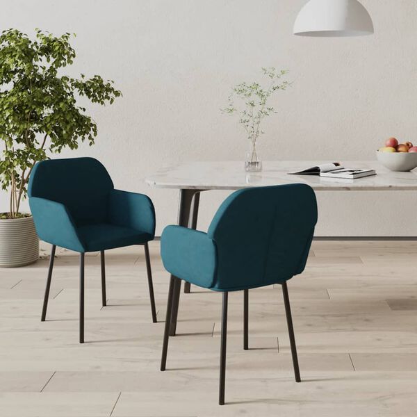 vidaXL Chaises &agrave; manger lot de 2 Bleu Velours