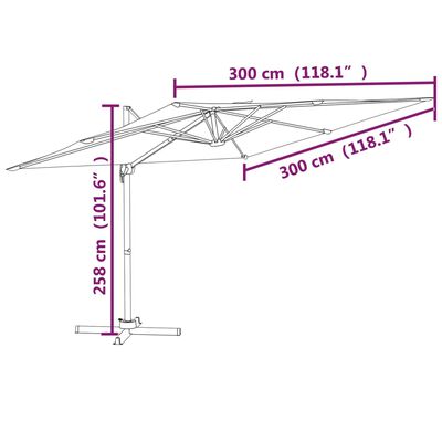 vidaXL Parasol déporté avec mât en aluminium Taupe 300x300 cm