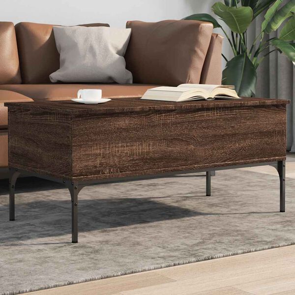 vidaXL Table basse chêne marron 100x50x45cm bois d'ingénierie et métal