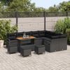 vidaXL Ensemble de canap&eacute; de jardin 13 pcs Noir Poly rotin