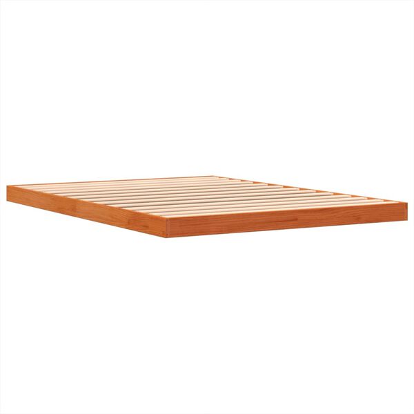 vidaXL Cadre de lit sans matelas cire marron 135x190cm bois pin massif