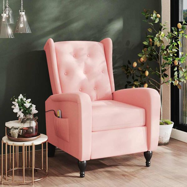 vidaXL Fauteuil de massage inclinable rose velours