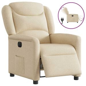 vidaXL Fauteuil inclinable &eacute;lectrique Cr&egrave;me Tissu