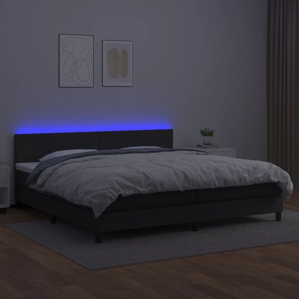 vidaXL Sommier à lattes de lit avec matelas et LED Noir 200x200 cm