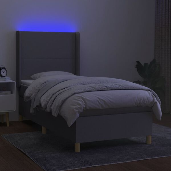 vidaXL Sommier &agrave; lattes de lit matelas LED Gris clair 100x200 cm Tissu