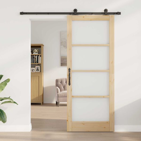vidaXL Porte coulissante ORKDAL Naturel et Noir 86 x 211 cm