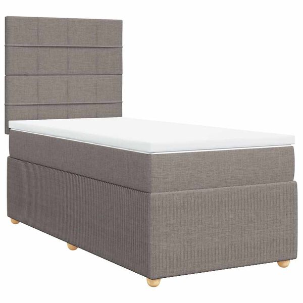 vidaXL Sommier &agrave; lattes de lit avec matelas Taupe 100x200 cm Tissu
