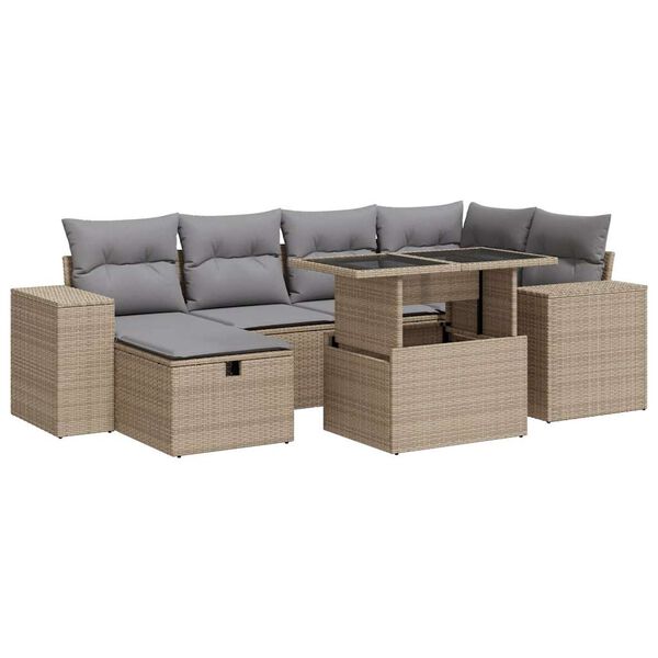 vidaXL Salon de jardin avec coussins 8 pcs beige r&eacute;sine tress&eacute;e