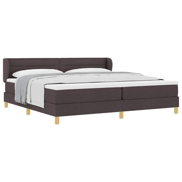 vidaXL Lit &agrave; ressorts avec matelas Marron fonc&eacute; 200 x 200 cm tissu