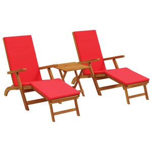 vidaXL Chaise longue inclinable et pliable 3 pcs Rouge