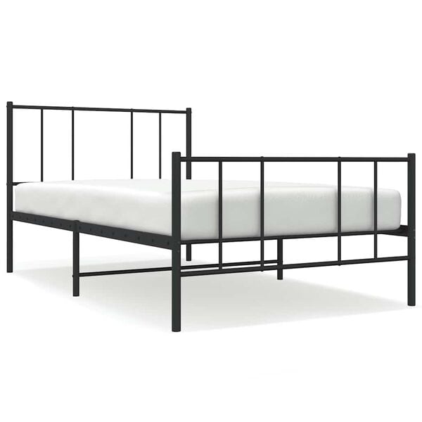 vidaXL Cadre de lit m&eacute;tal sans matelas avec pied de lit noir 90x190 cm