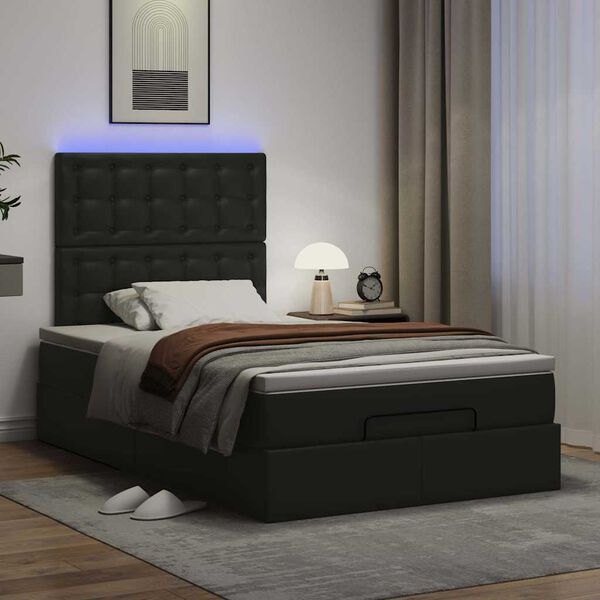 VidaXL Cadre de lit ottoman avec matelas noir 120x200 cm similicuir