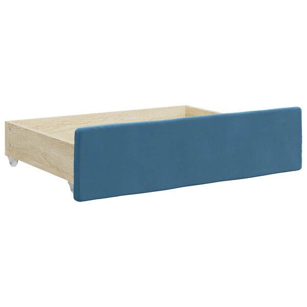 vidaXL Tiroirs de lit 2 pcs bleu bois d'ing&eacute;nierie et tissu