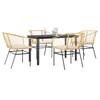 vidaXL Ensemble à manger jardin coussins 5pcs marron poly rotin verre