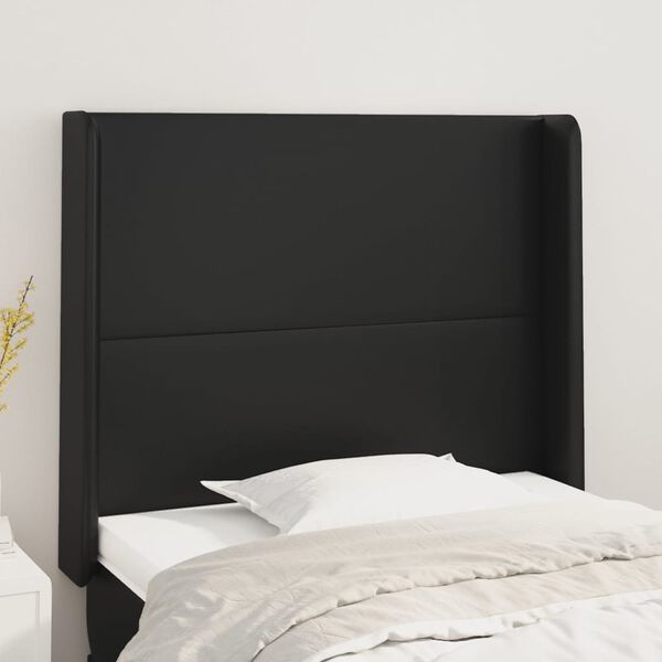 vidaXL T&ecirc;te de lit avec oreilles Noir 93x16x118/128 cm Similicuir