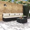 vidaXL Salon de jardin 5 pcs avec coussins r&eacute;sine tress&eacute;e noir