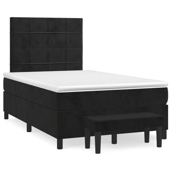 vidaXL Sommier &agrave; lattes de lit avec matelas Noir 120x200 cm Velours
