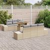vidaXL Ensemble de canap&eacute; de jardin 7 pcs Beige Poly rotin
