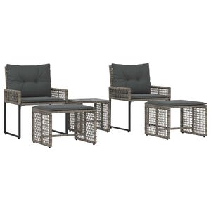 vidaXL Ensemble de meubles d'ext&eacute;rieur avec coussin 5 pcs Gris
