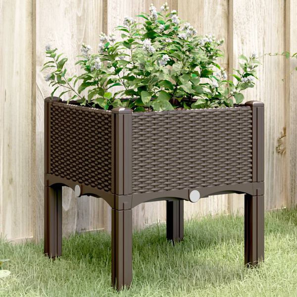 vidaXL Jardini&egrave;re avec pieds marron 40x40x42 cm PP