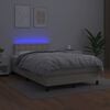 vidaXL Sommier &agrave; lattes de lit avec matelas et LED Cr&egrave;me 120x200 cm
