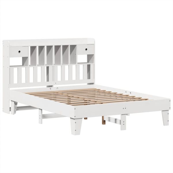 vidaXL Cadre de lit sans matelas blanc 140x190 cm bois de pin massif