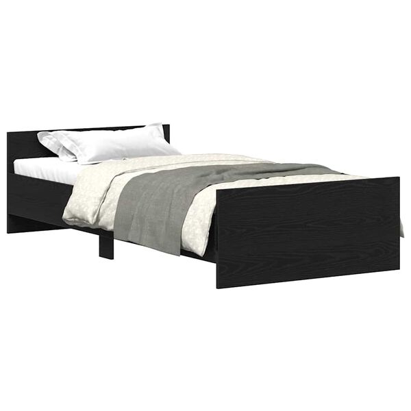 vidaXL Cadre de lit sans matelas ch&ecirc;ne noir 90x190 cm bois ing&eacute;nierie