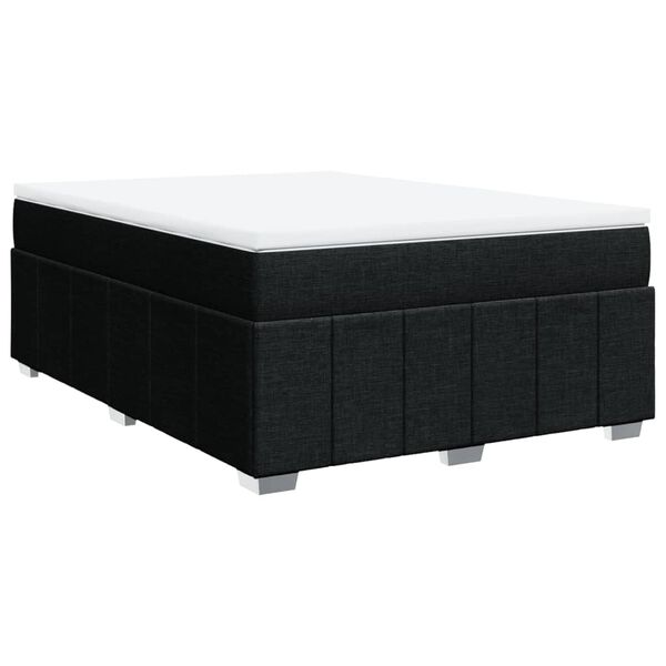 vidaXL Sommier &agrave; lattes de lit avec matelas Noir 140x200 cm Tissu