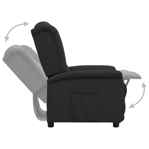 vidaXL Fauteuil inclinable Noir Tissu microfibre