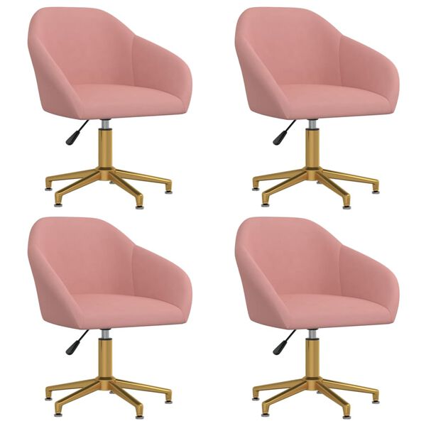 vidaXL Chaises pivotantes &agrave; manger lot de 4 rose velours
