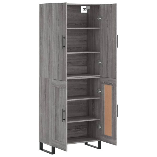 vidaXL Buffet haut Sonoma gris 69,5x34x180 cm Bois d'ing&eacute;nierie