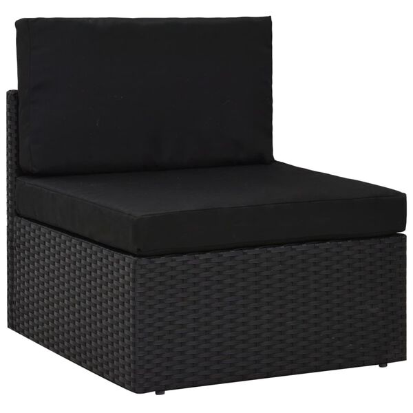 vidaXL Salon de jardin 6 pcs avec coussins Noir R&eacute;sine tress&eacute;e
