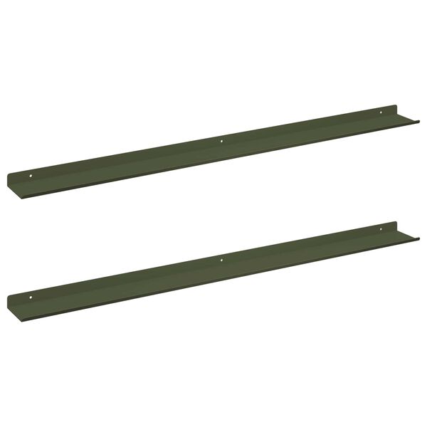vidaXL &Eacute;tag&egrave;re flottante 2 pcs Vert olive 100 x 9 x 2,5 cm Acier