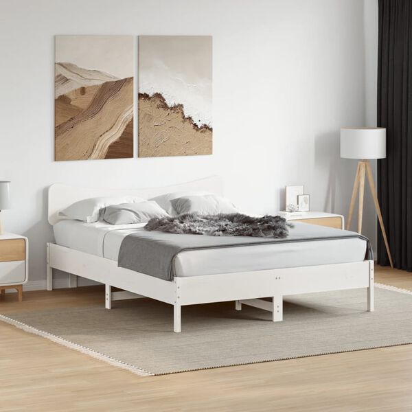 vidaXL T&ecirc;te de lit blanc 160 cm bois massif de pin