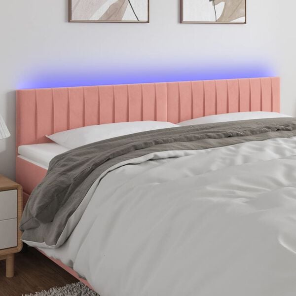 vidaXL T&ecirc;te de lit &agrave; LED Rose 180x5x78/88 cm Velours