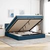 vidaXL Cadre de lit ottoman avec matelas bleu fonc&eacute; 200x200 cm velours