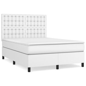 vidaXL Sommier &agrave; lattes de lit avec matelas Blanc 140x200cm Similicuir