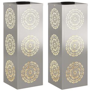 vidaXL Lumi&egrave;re de chemin LED solaire 2 pc Blanc chaud 18 x 18 x 50 cm
