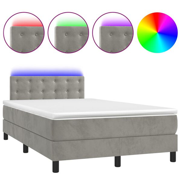vidaXL Sommier &agrave; lattes de lit avec matelas LED Gris clair 120x200 cm