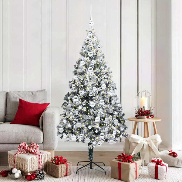 vidaXL Sapin de No&euml;l artificiel Blanc 180 cm PVC, Acier et Plastique