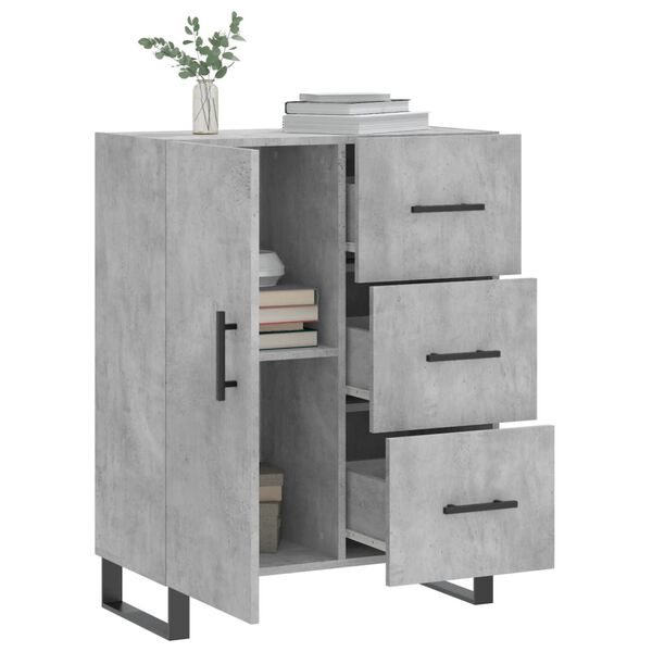 vidaXL Buffet gris b&eacute;ton 69,5x34x90 cm bois d'ing&eacute;nierie