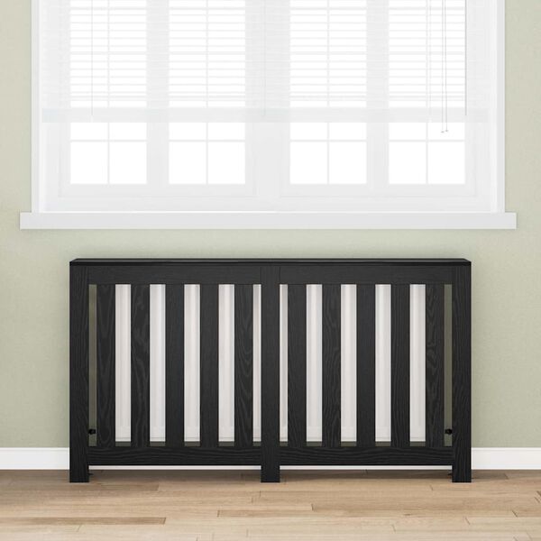 vidaXL Cache-Radiateur Ch&ecirc;ne noir 149 x 20 x 82 cm Bois d'ing&eacute;nierie