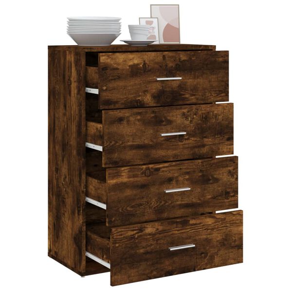 vidaXL Buffet chêne fumé 60x31x84 cm bois d'ingénierie