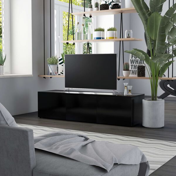 vidaXL Meuble TV Noir 120x34x30 cm Bois d'ing&eacute;nierie