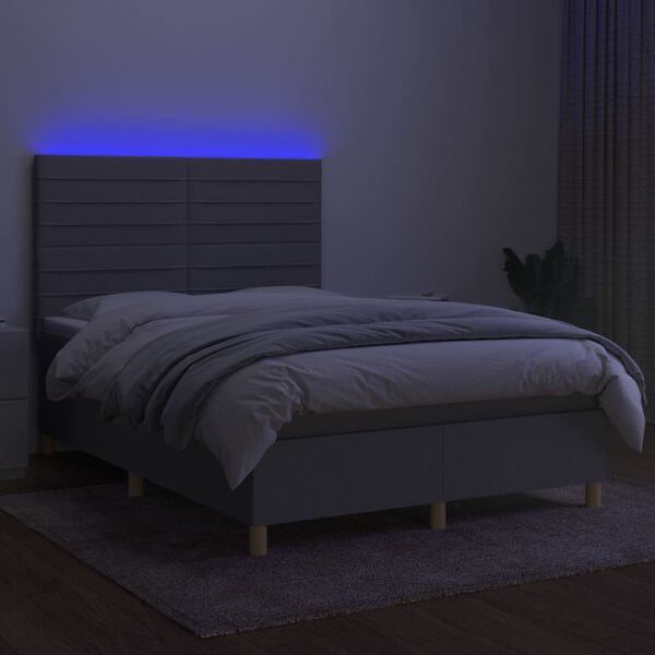 vidaXL Sommier &agrave; lattes de lit et matelas et LED Gris clair 140x190 cm