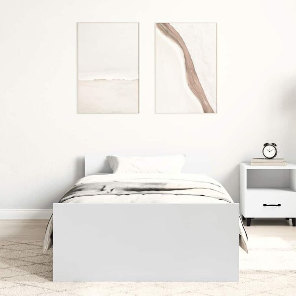 vidaXL Cadre de lit sans matelas blanc 90x200 cm bois d'ing&eacute;nierie